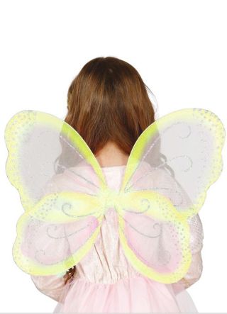 Yellow Glitter Net Butterfly Fairy Wings 46 x 40cm