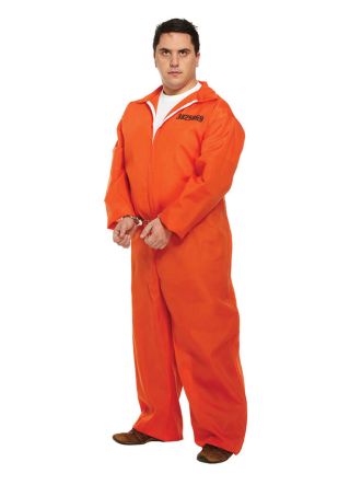 Prisoner Orange Overalls Costume XL Boiler Suit 
