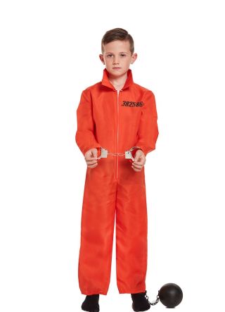 Prisoner Orange Overalls  - Boys Boiler Suit Costume