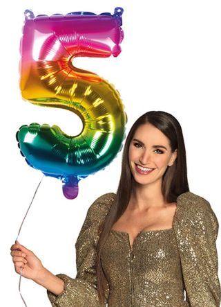 Rainbow Foil Balloon Number 5 – Air-fill – 66cm