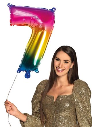 Rainbow Foil Balloon Number 7 – Air-fill – 66cm