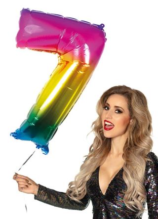 Rainbow Foil Balloon Number 7 – Helium or Air-fill – 86cm