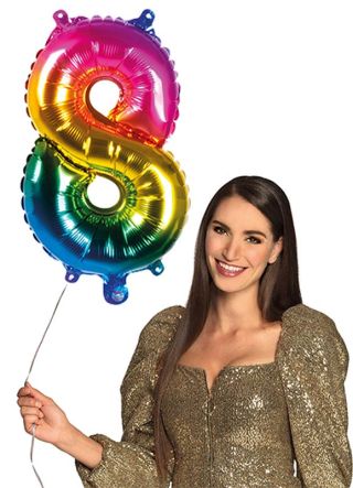 Rainbow Foil Balloon Number 8 – Air-fill – 66cm