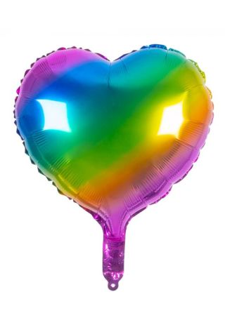 Rainbow Foil Heart Balloon – Helium or Air-fill – 45cm