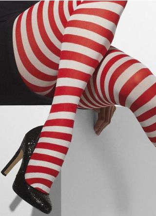 Red & White Striped Tights - Waldo/Elf - Dress Size 6-18