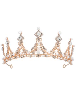 Regal Princess Gold leaf tiara with silver jewels and pearls