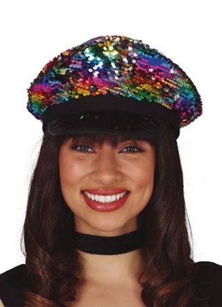 Reversible Sequin Police Hat