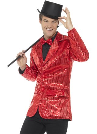 Jazzy Entertainer Sequin Jacket - Red - Men