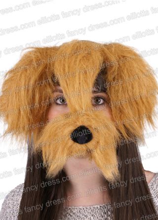 Shaggy Dog Mask with Sound - Brown