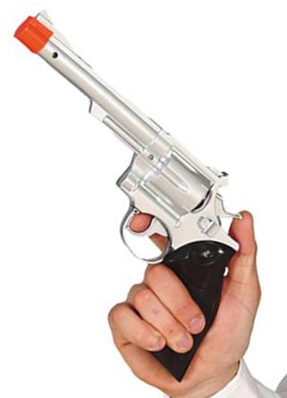 Silver Six Shooter Magnum Gun - 29cm