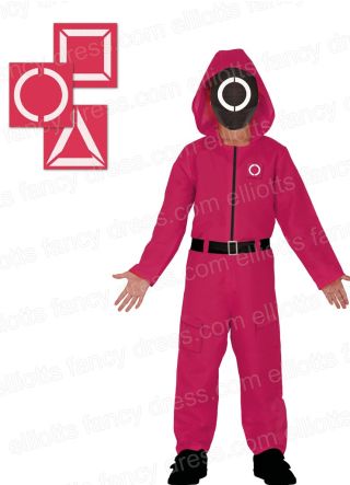 Squid Gamer Guard Costume – Children’s Pink Jumpsuit 