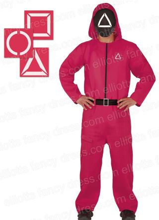 Squid Gamer Guard Costume – Unisex Adults Pink Jumpsuit 