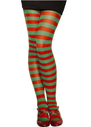 Striped Elf Tights - Red & Green - Dress Size 6-18