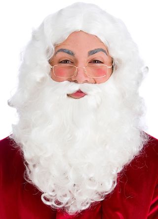 White Santa Beard and Wig with Glasses