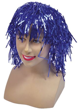 Short Blue Tinsel Wig - Good Coverage