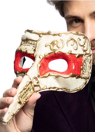 Venetian Nasone White, Red, and Gold – Men’s Masquerade Mask