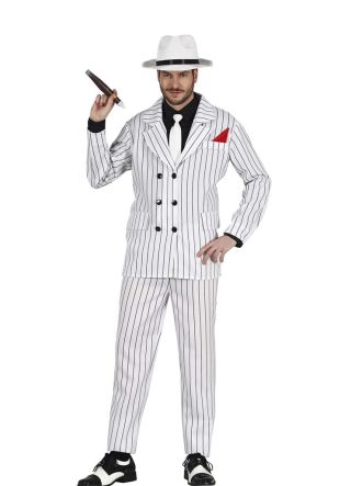 White Pinstripe Gangster Suit – Men’s Costume