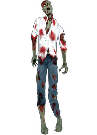 Green Zombie Man White Shirt Jointed Cut Out - 60"